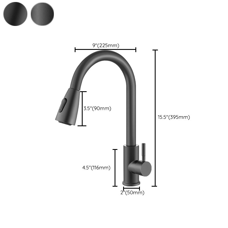 Contemporary 1-Handle Bar Faucet Pull down Sprayer Standard Kitchen Faucet