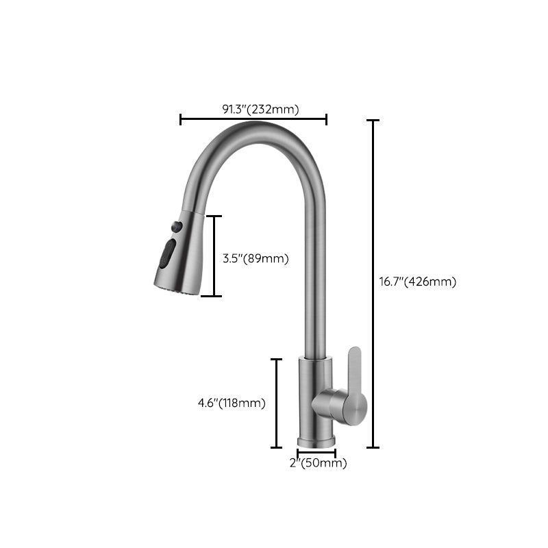 Contemporary 1-Handle Bar Faucet Pull down Sprayer Standard Kitchen Faucet