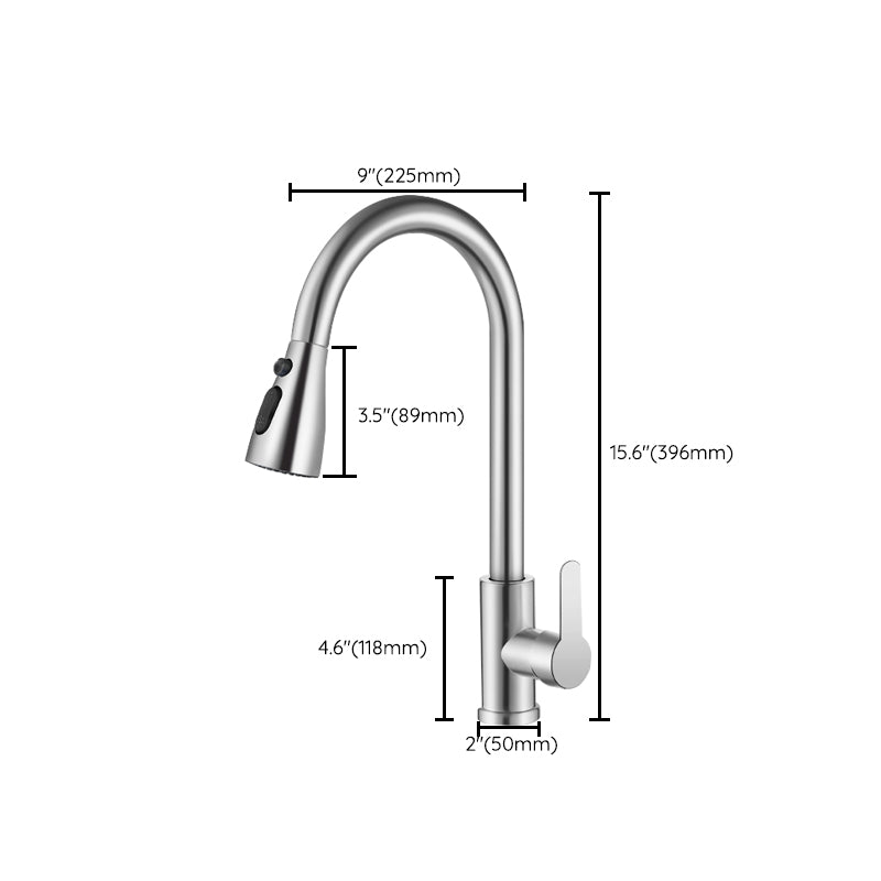 Contemporary 1-Handle Bar Faucet Pull down Sprayer Standard Kitchen Faucet