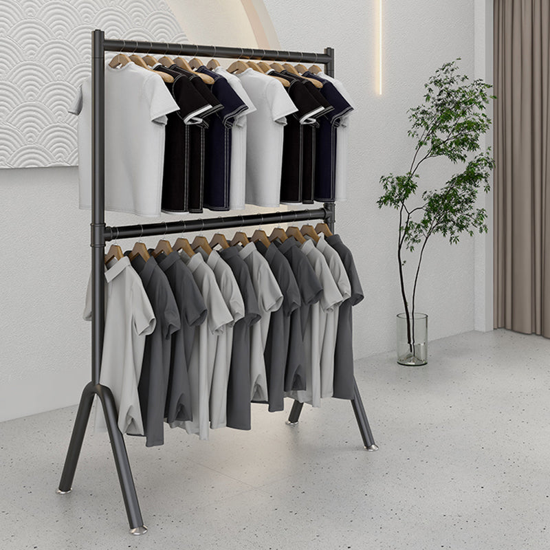 Contemporary Hall Stand Hanging Rails and Castors Metal Framed Coat Hanger