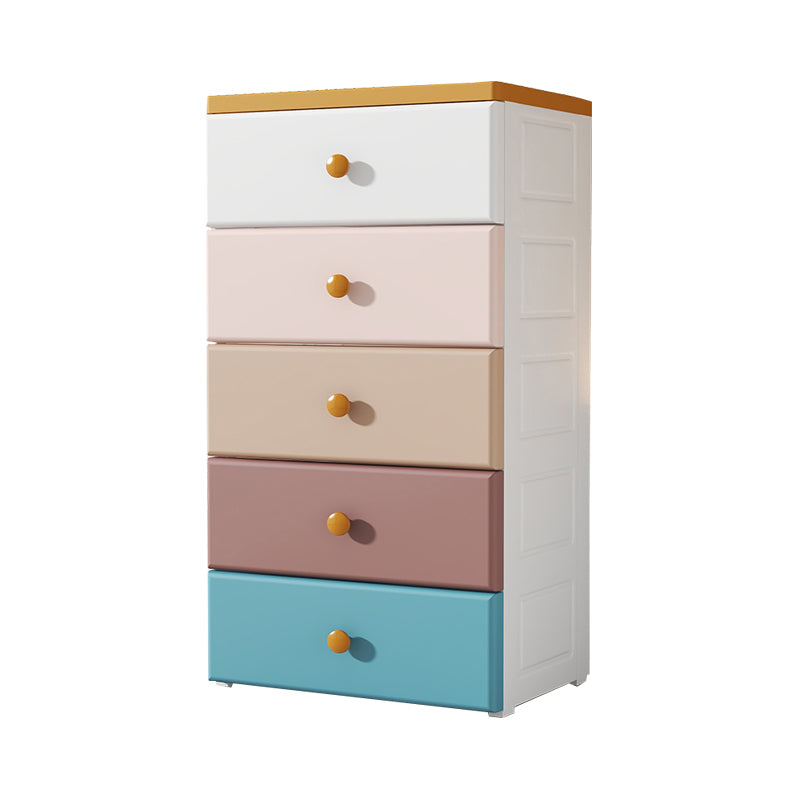 17.55-inch W Modern Nursery Dresser Plastic Kids Nightstand with 5 Drawers