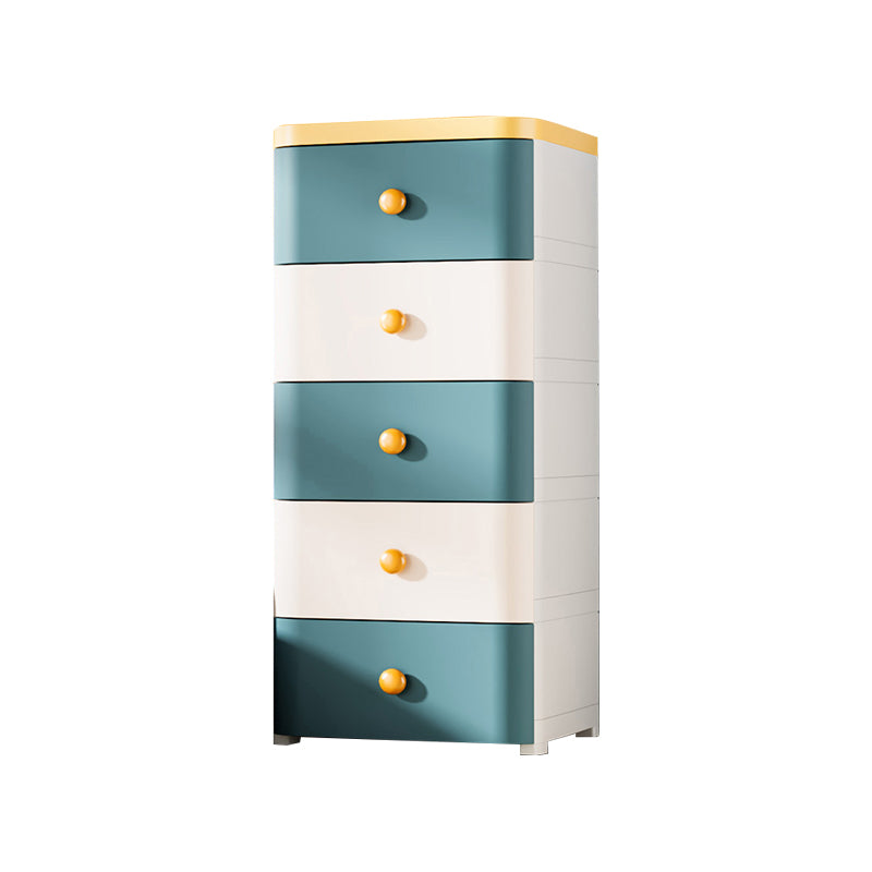 Plastic Kids Nightstand Contemporary Nursery Dresser with 5 Drawers