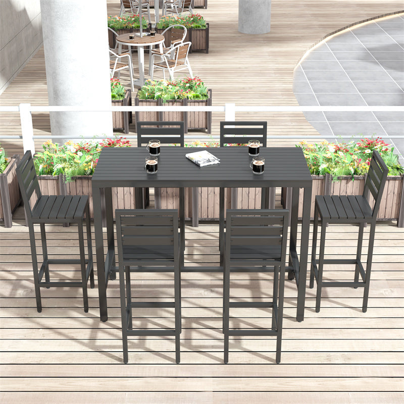 Metal and Wood Patio Table Rectangle Industrial No Distressing Bar Table