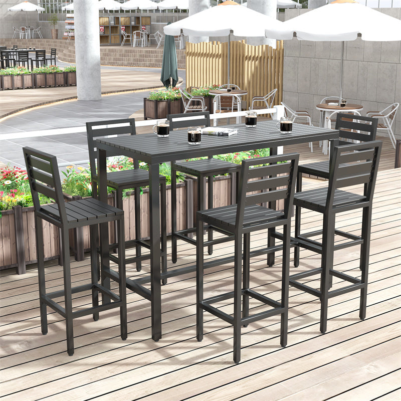 Metal and Wood Patio Table Rectangle Industrial No Distressing Bar Table