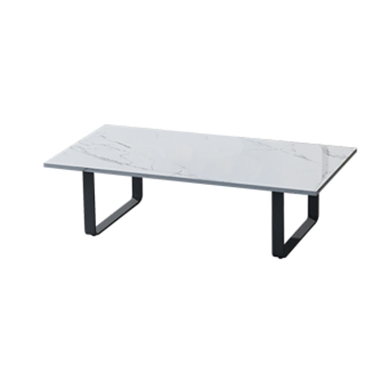 23" Wide Contemporary Patio Table Stone Rectangle White Coffee Table