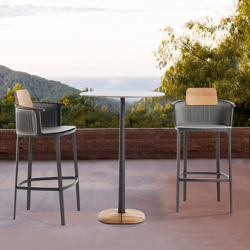 Industrial Round Bar Table Set 1/2/3 Pcs Outdoor Bar Height Set