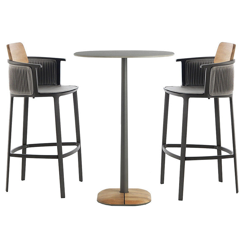 Industrial Round Bar Table Set 1/2/3 Pcs Outdoor Bar Height Set