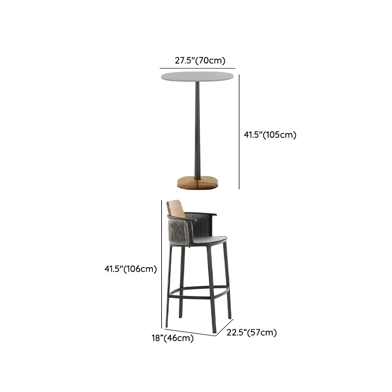 Industrial Round Bar Table Set 1/2/3 Pcs Outdoor Bar Height Set