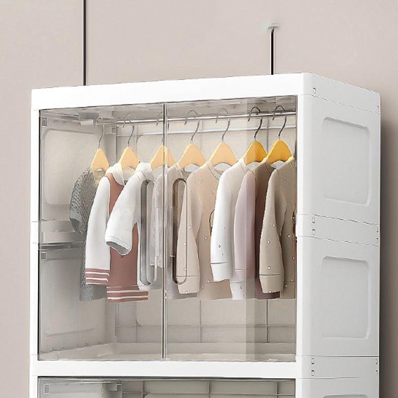 Contemporary Style Youth Armoire Plastic Bedroom Hanging Clothes Rack with Door