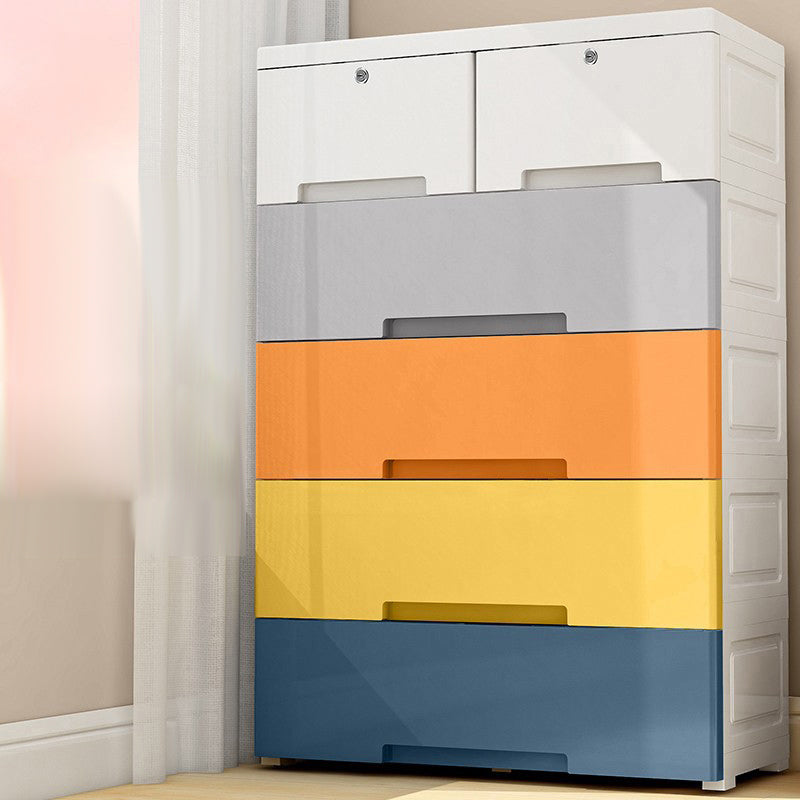 Contemporary Bedroom Armoire with Drawer Plastic Youth Armoire