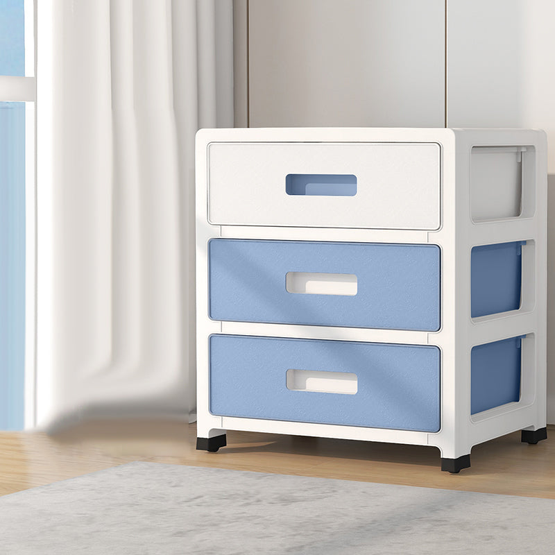 White and Blue Youth Armoire with Drawer Contemporary Coat Locker