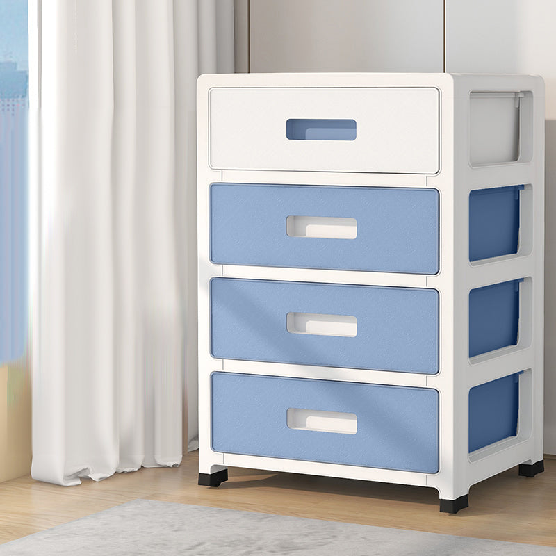 White and Blue Youth Armoire with Drawer Contemporary Coat Locker