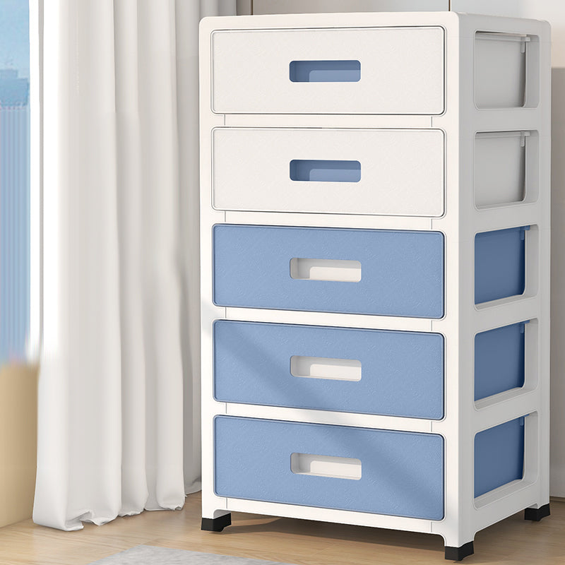 White and Blue Youth Armoire with Drawer Contemporary Coat Locker