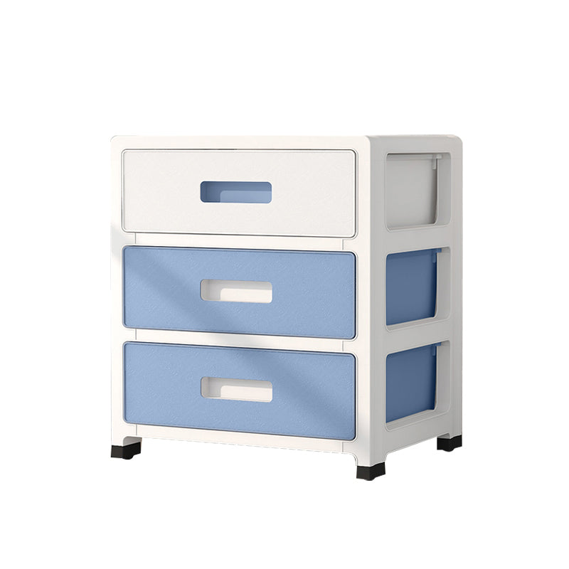 White and Blue Youth Armoire with Drawer Contemporary Coat Locker