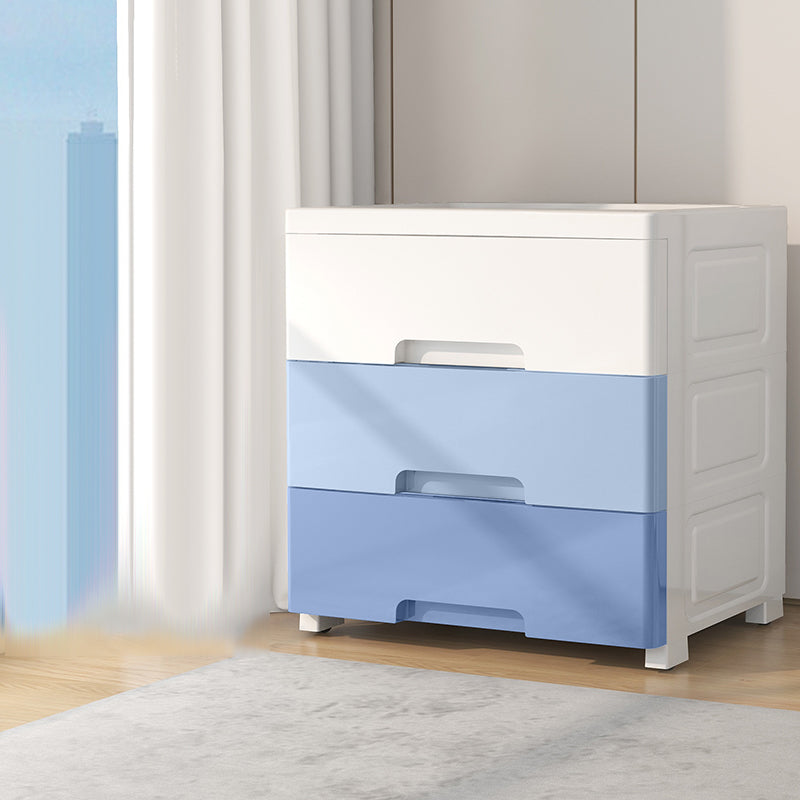 White and Blue Youth Armoire with Drawer Contemporary Coat Locker