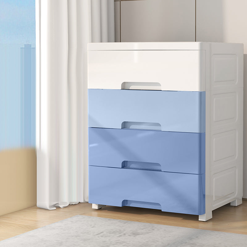 White and Blue Youth Armoire with Drawer Contemporary Coat Locker