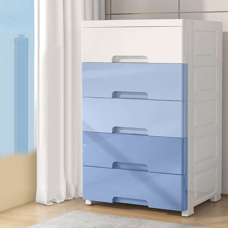 White and Blue Youth Armoire with Drawer Contemporary Coat Locker