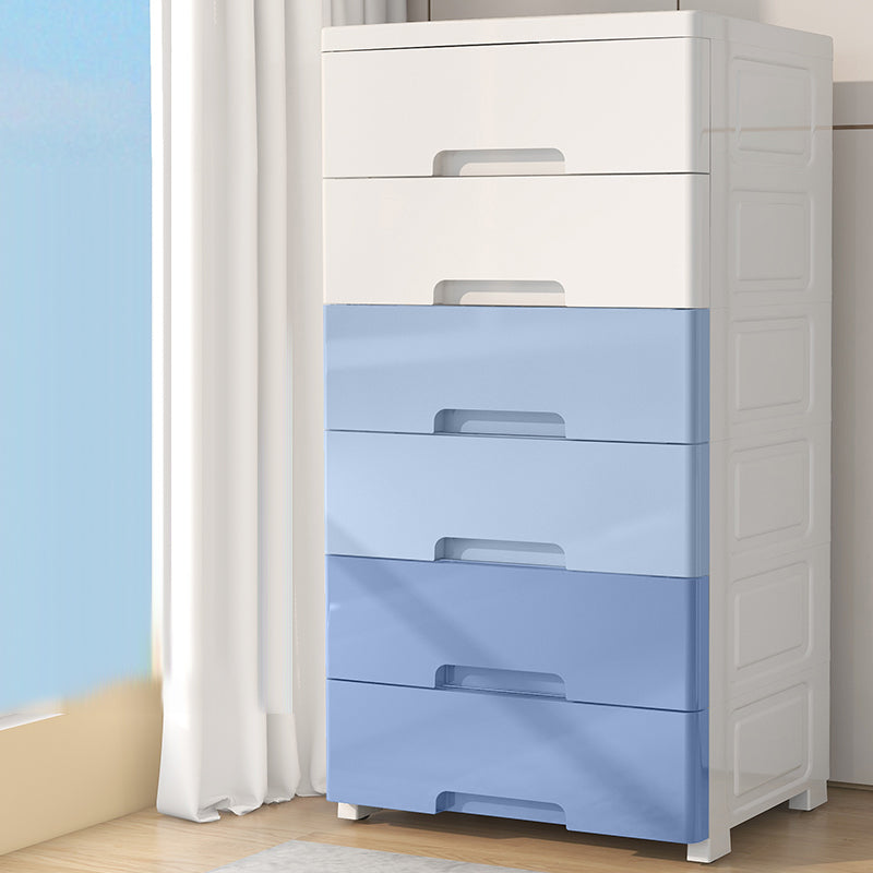 White and Blue Youth Armoire with Drawer Contemporary Coat Locker