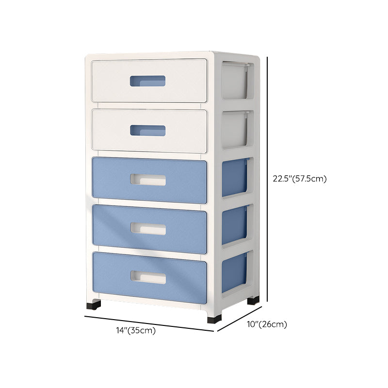 White and Blue Youth Armoire with Drawer Contemporary Coat Locker