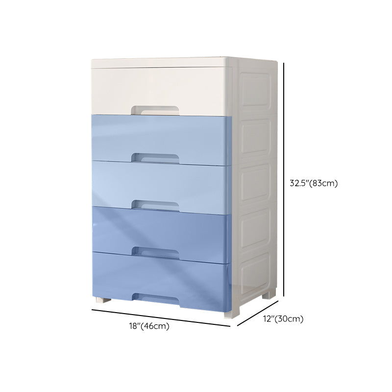 White and Blue Youth Armoire with Drawer Contemporary Coat Locker