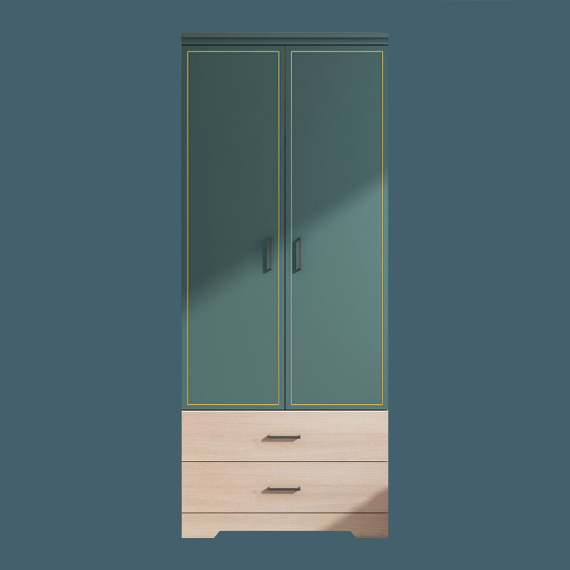 Modern Style Youth Armoire Wooden Bedroom Hanging Clothes Rack with Doors