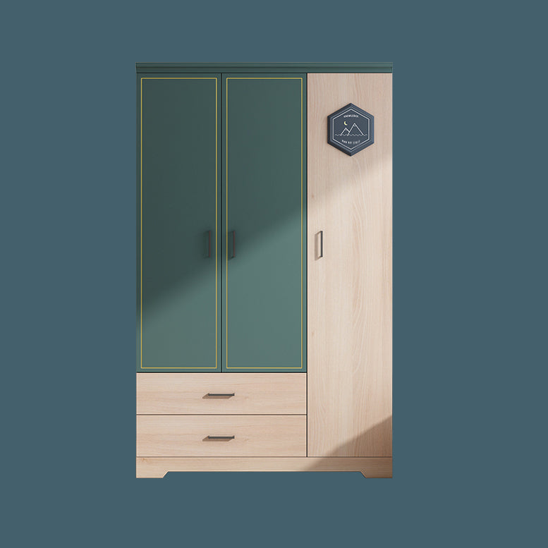 Modern Style Youth Armoire Wooden Bedroom Hanging Clothes Rack with Doors