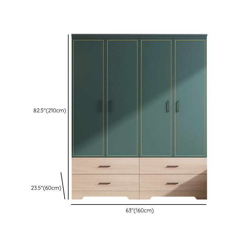 Modern Style Youth Armoire Wooden Bedroom Hanging Clothes Rack with Doors