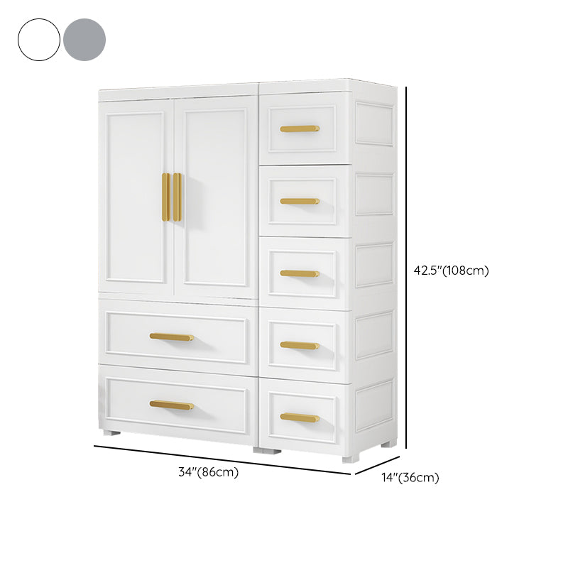 Contemporary Style Plastic Armoire Cabinet Bedroom Youth Armoire