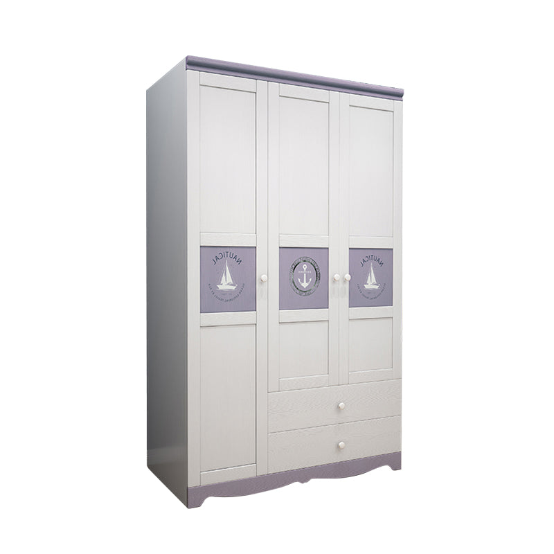 Solid Wood Wardrobe Armoire with Garment Rod Modern Youth Armoire