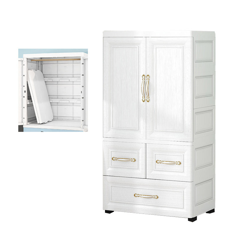 Contemporary Youth Armoire with Garment Rod Plastic Bedroom Armoire