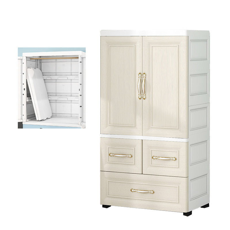 Contemporary Youth Armoire with Garment Rod Plastic Bedroom Armoire