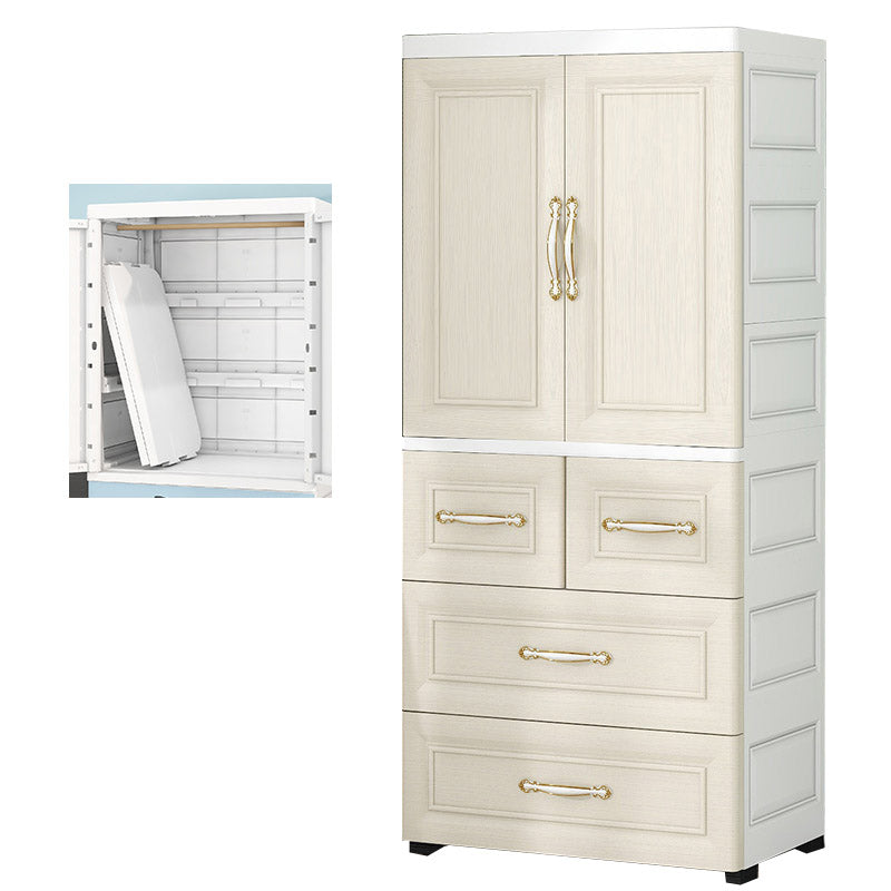 Contemporary Youth Armoire with Garment Rod Plastic Bedroom Armoire