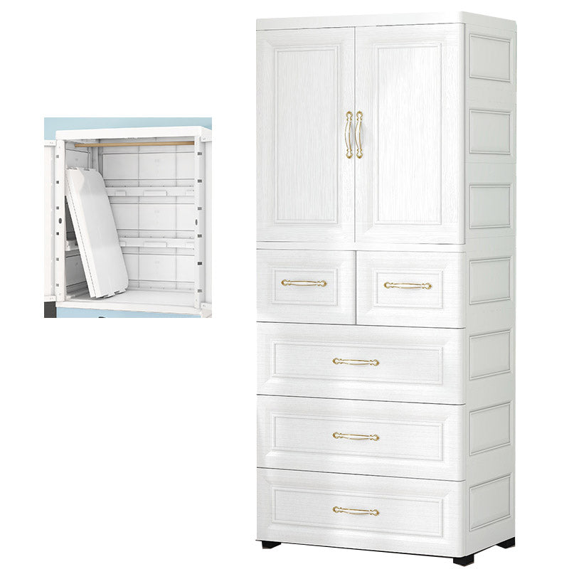 Contemporary Youth Armoire with Garment Rod Plastic Bedroom Armoire