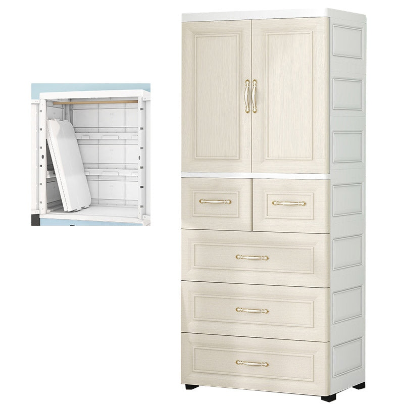 Contemporary Youth Armoire with Garment Rod Plastic Bedroom Armoire