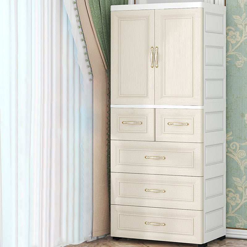 Contemporary Youth Armoire with Garment Rod Plastic Bedroom Armoire