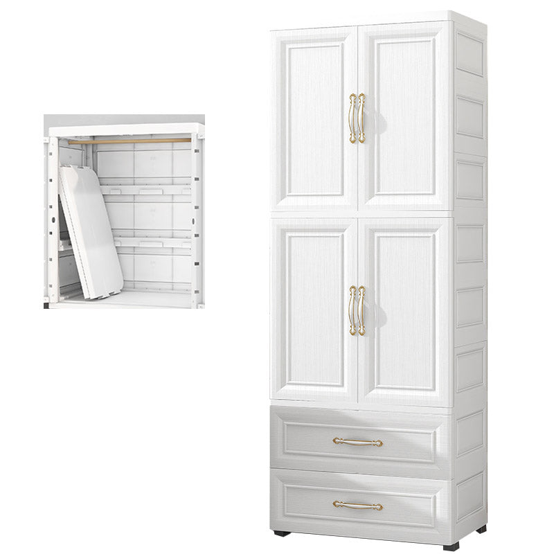 Contemporary Youth Armoire with Garment Rod Plastic Bedroom Armoire