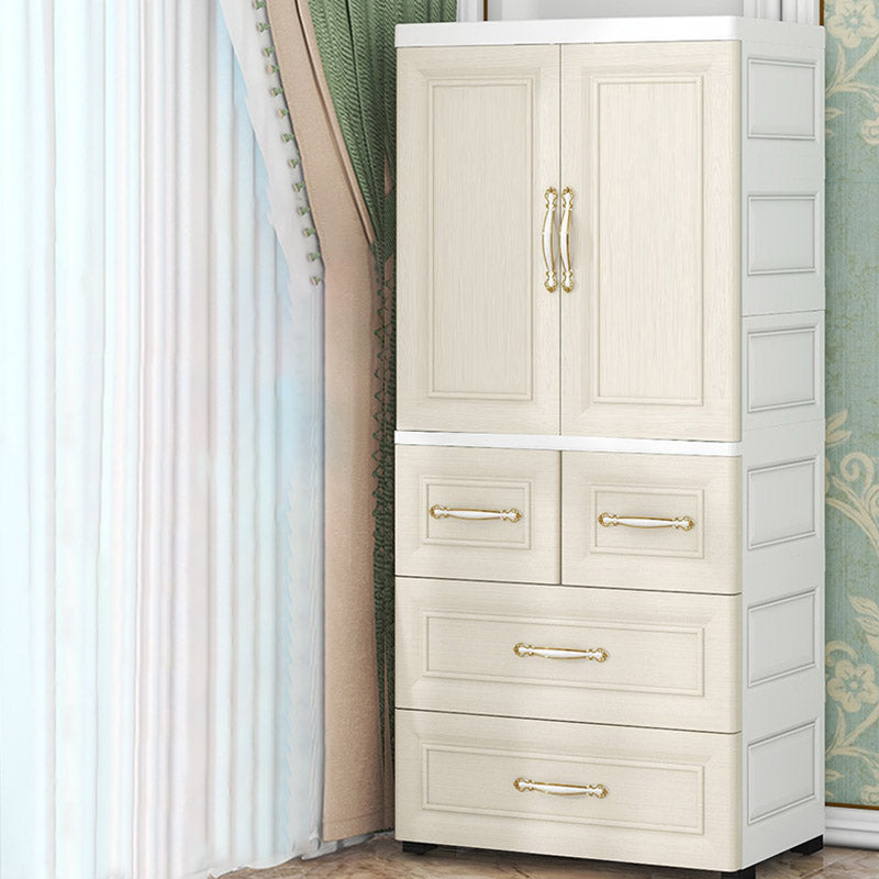 Contemporary Youth Armoire with Garment Rod Plastic Bedroom Armoire