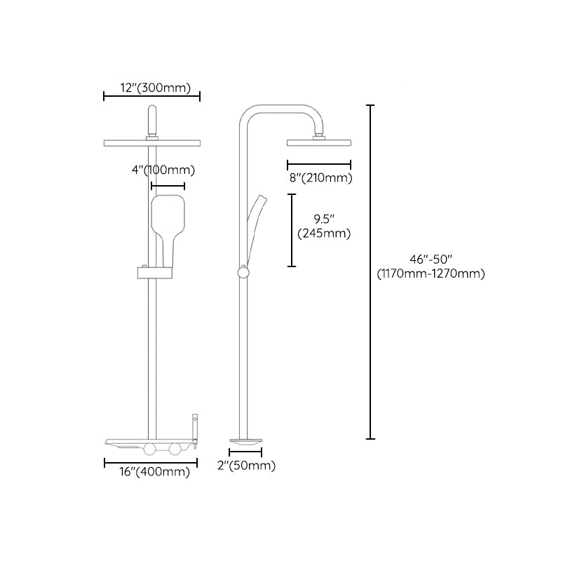 Grey Shower Set Intelligent Digital Display Thermostatic Full Copper Shower Head