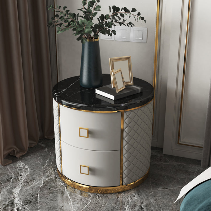 Modern Accent Table Nightstand Antique Finish Bedside Cabinet with Drawers