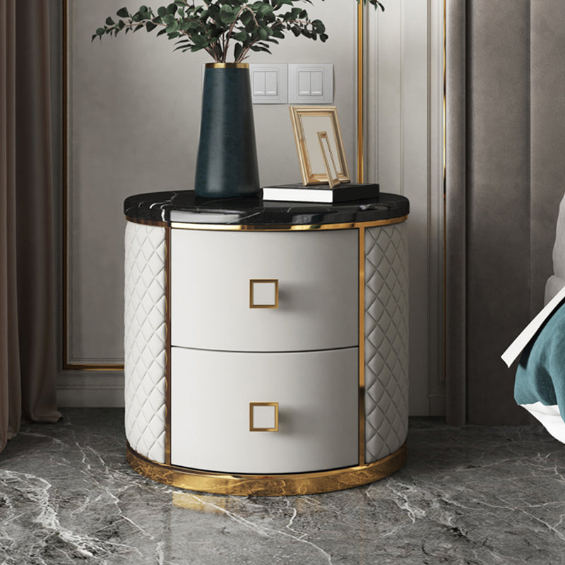 Modern Accent Table Nightstand Antique Finish Bedside Cabinet with Drawers