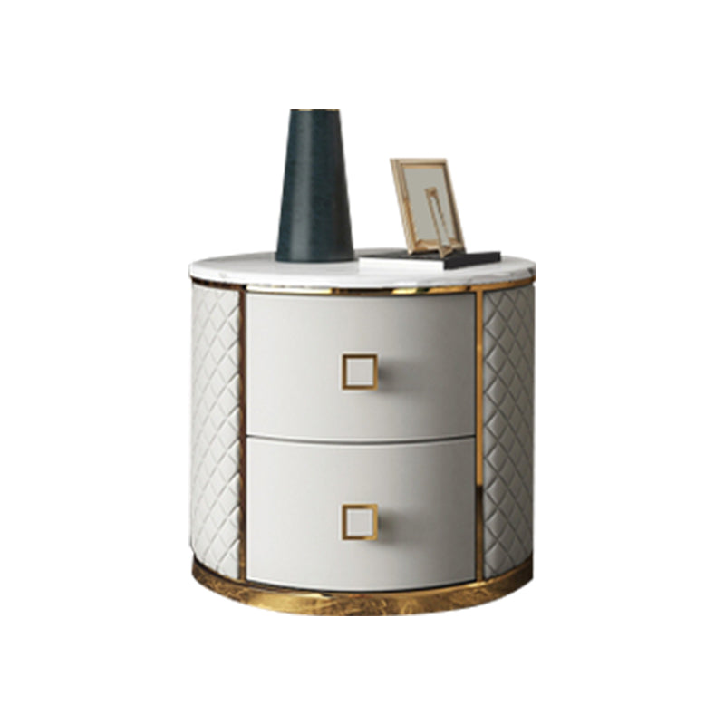 Modern Accent Table Nightstand Antique Finish Bedside Cabinet with Drawers