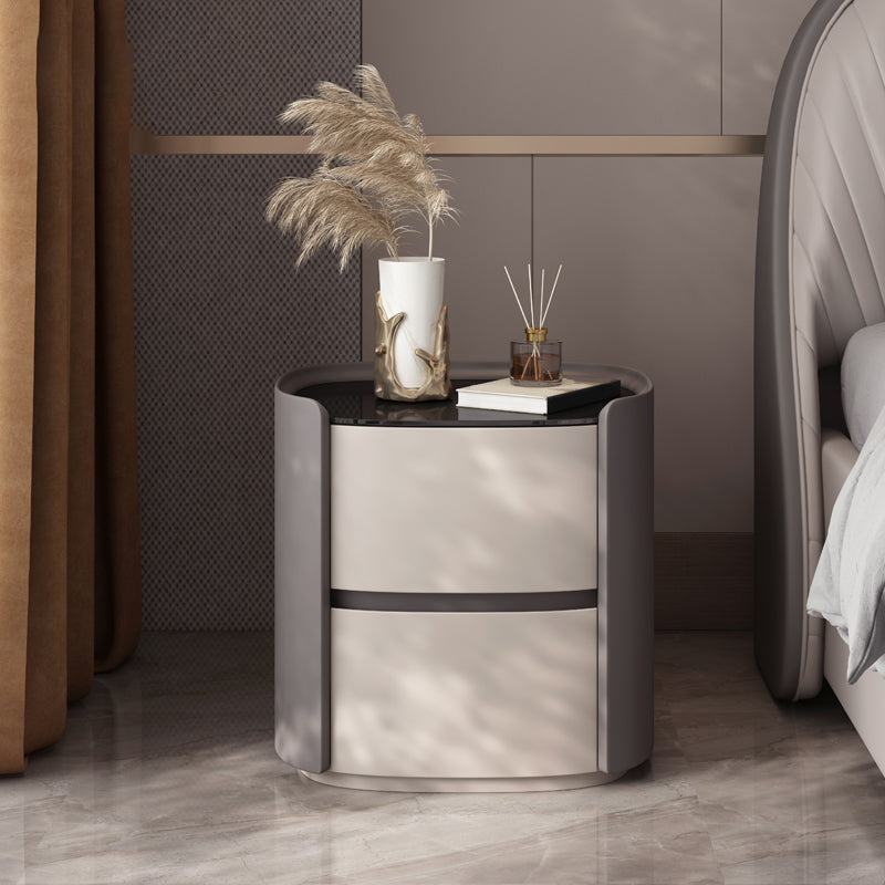 Modern Accent Table Nightstand Antique Finish Bed Nightstand with Drawers