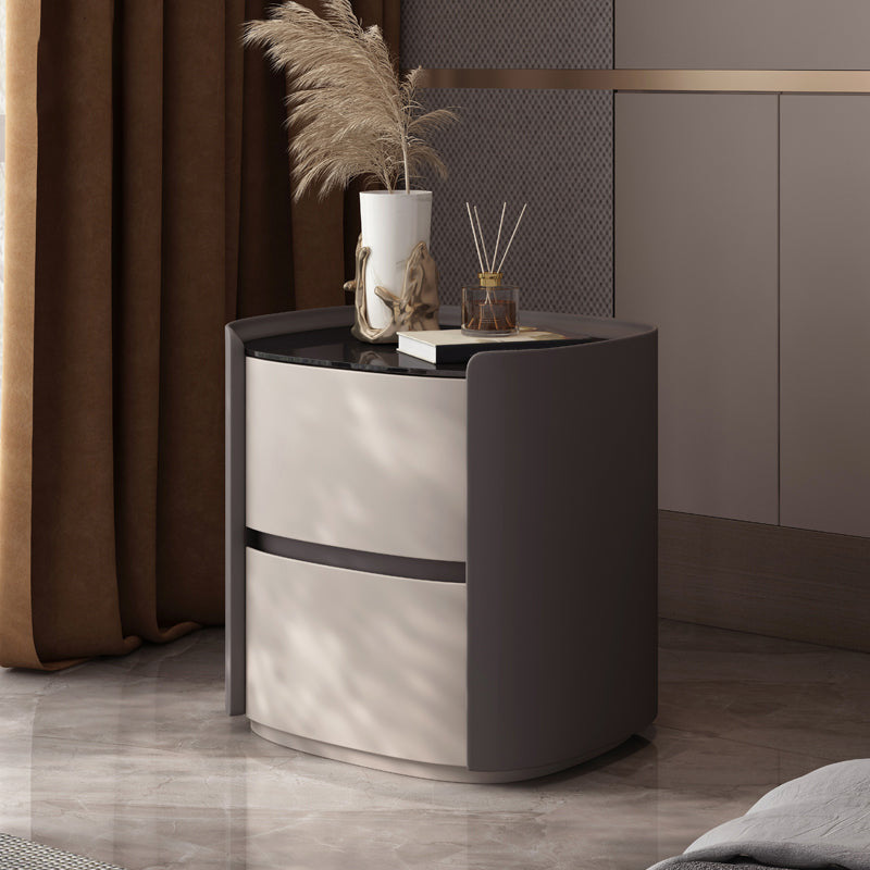 Modern Accent Table Nightstand Antique Finish Bed Nightstand with Drawers