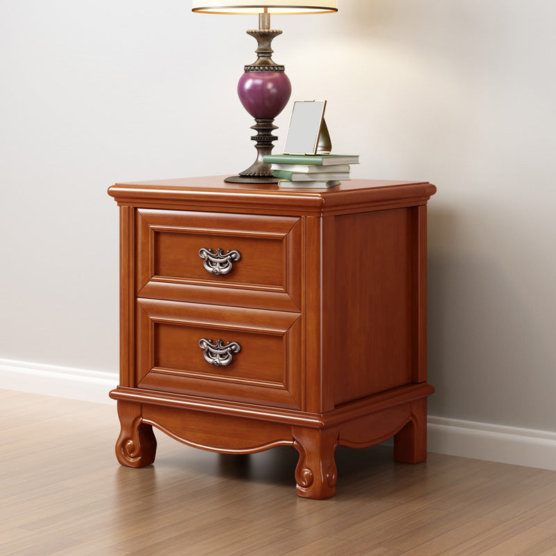 Traditional Accent Table Nightstand Antique Finish Bed Nightstand with Drawers