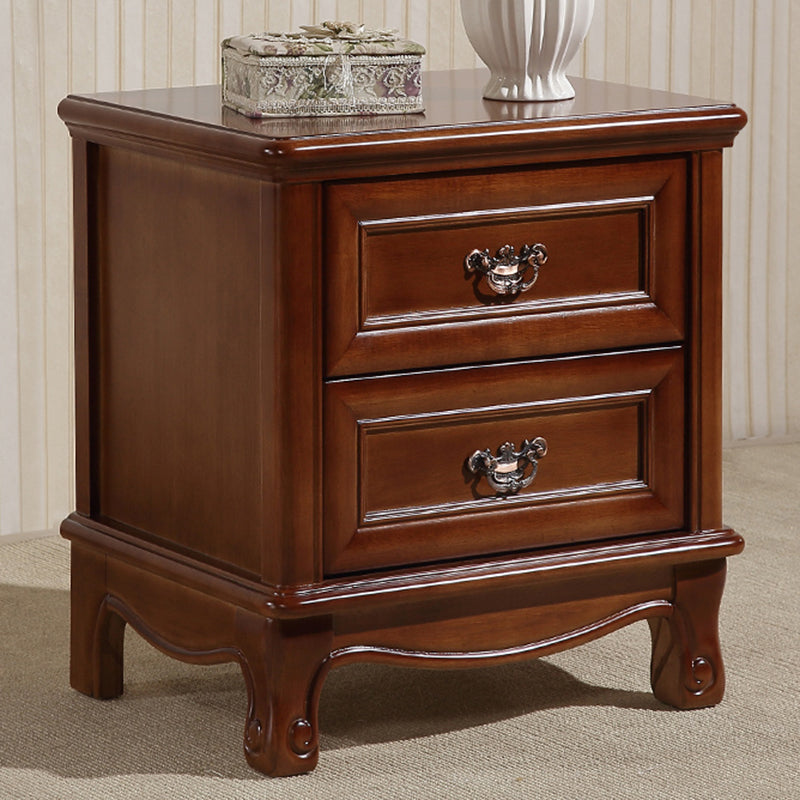 Traditional Accent Table Nightstand Antique Finish Bed Nightstand with Drawers