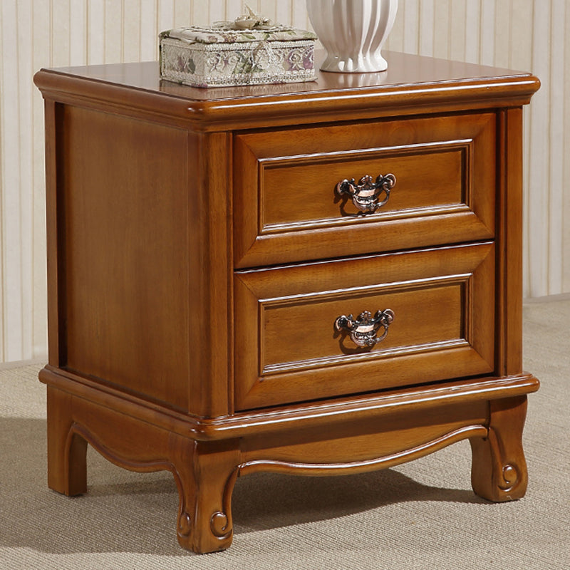 Traditional Accent Table Nightstand Antique Finish Bed Nightstand with Drawers