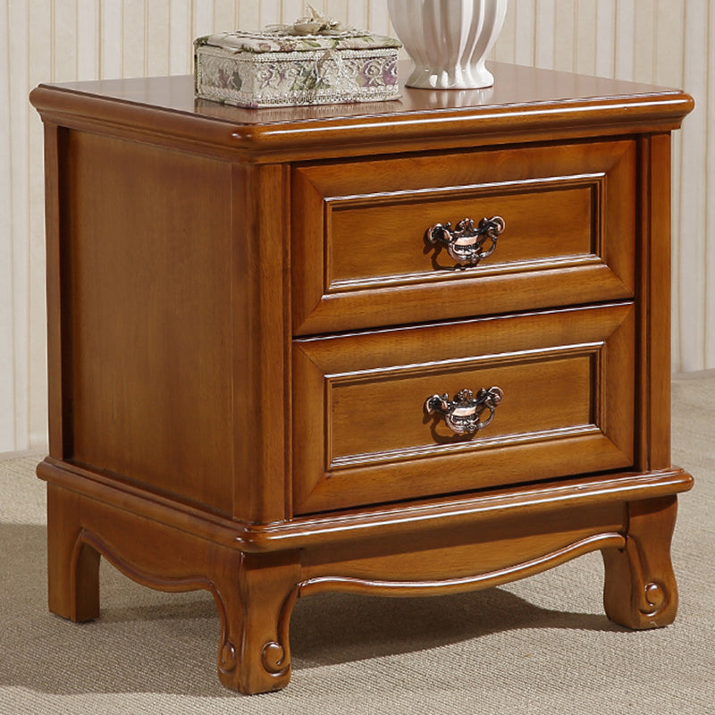 Traditional Accent Table Nightstand Antique Finish Bed Nightstand with Drawers