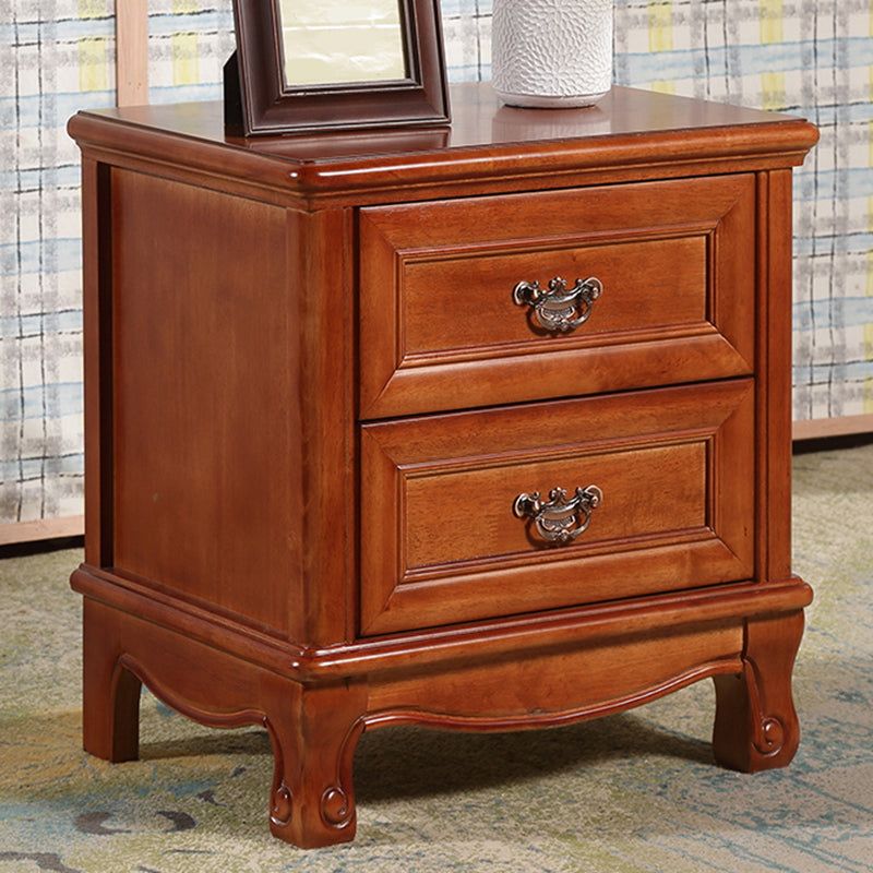 Traditional Accent Table Nightstand Antique Finish Bed Nightstand with Drawers