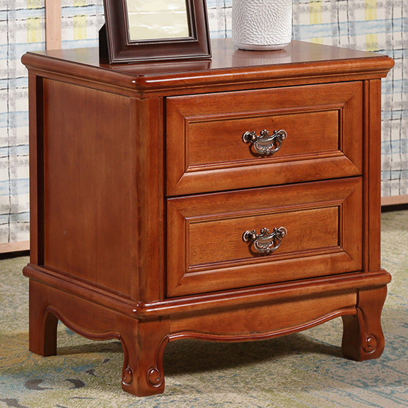 Traditional Accent Table Nightstand Antique Finish Bed Nightstand with Drawers