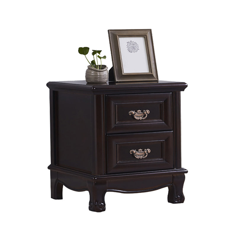 Traditional Accent Table Nightstand Antique Finish Bed Nightstand with Drawers